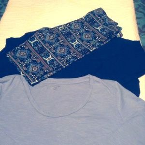 Bundle 2 New Directions 3/4 Tees+Leggings Sz Lg